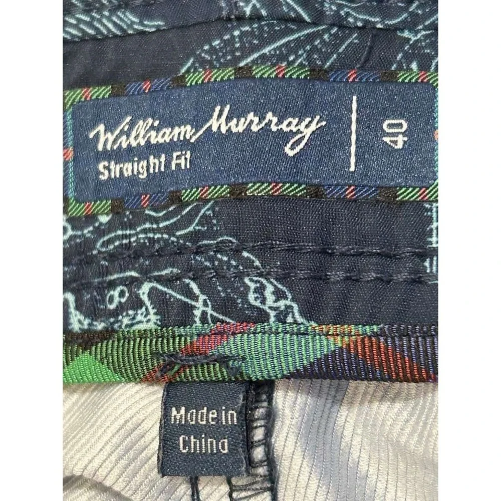 William Murray Golf Shorts Mens 40 Navy Blue Map Print Straight Fit Resort Sport